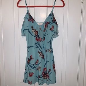 AMANDA UPRICHARD Blue Floral Silk Dress